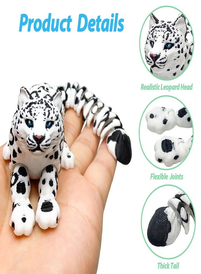 BuQueHM 3D Printed Animals - 8in Snow Leopard Flexible Articulated 3D Animals for Stress Relief & Unique Desk Decor - Image 4